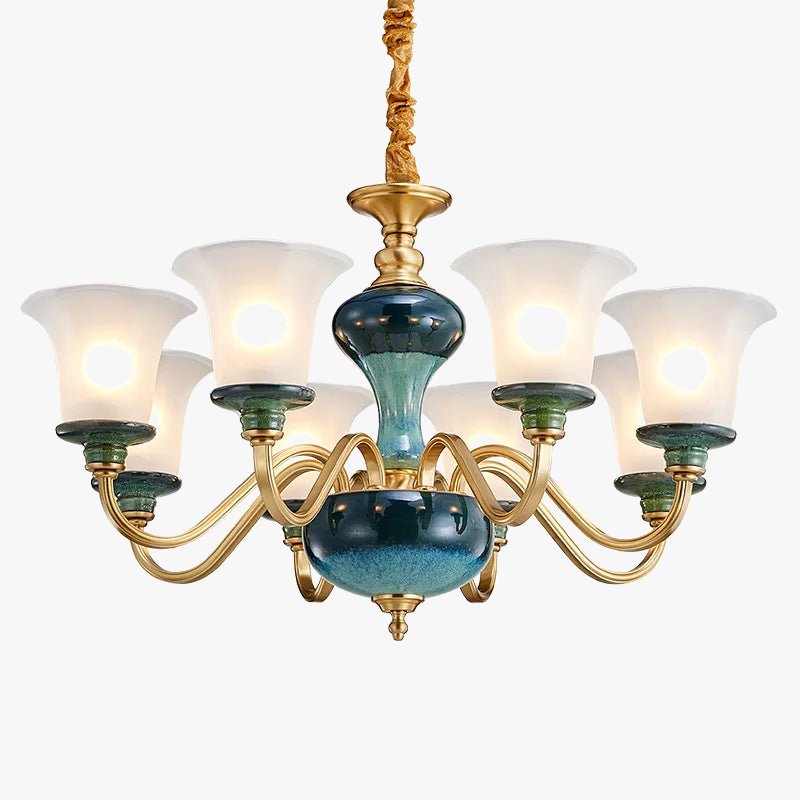 Keramisk og kobberlampe for en moderne og enkel atmosfære
