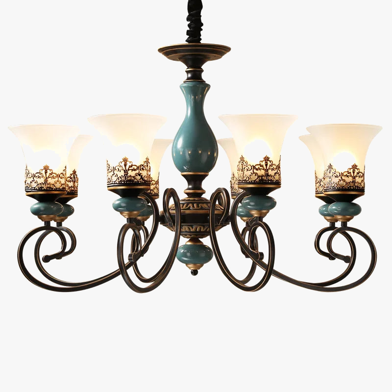 Antik lysekrone i keramik med LED, fransk design, europæisk stil