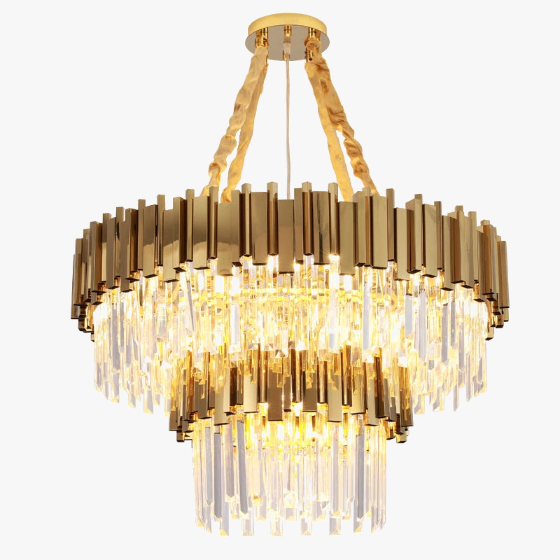 Moderne design lysekrone i guldkrystal med LED-belysning