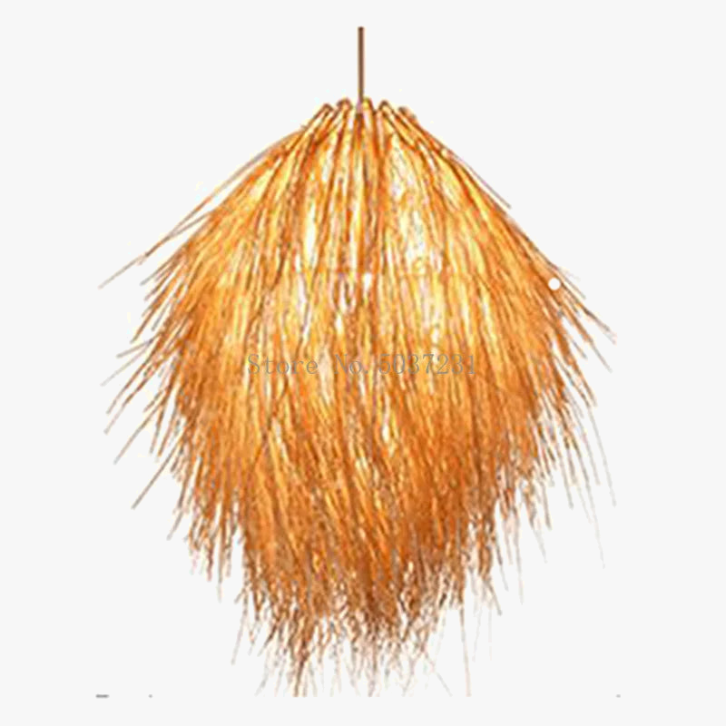 Rottingskrone, vævet bambus, stråhat, pastoral lampe, rumudsmykning