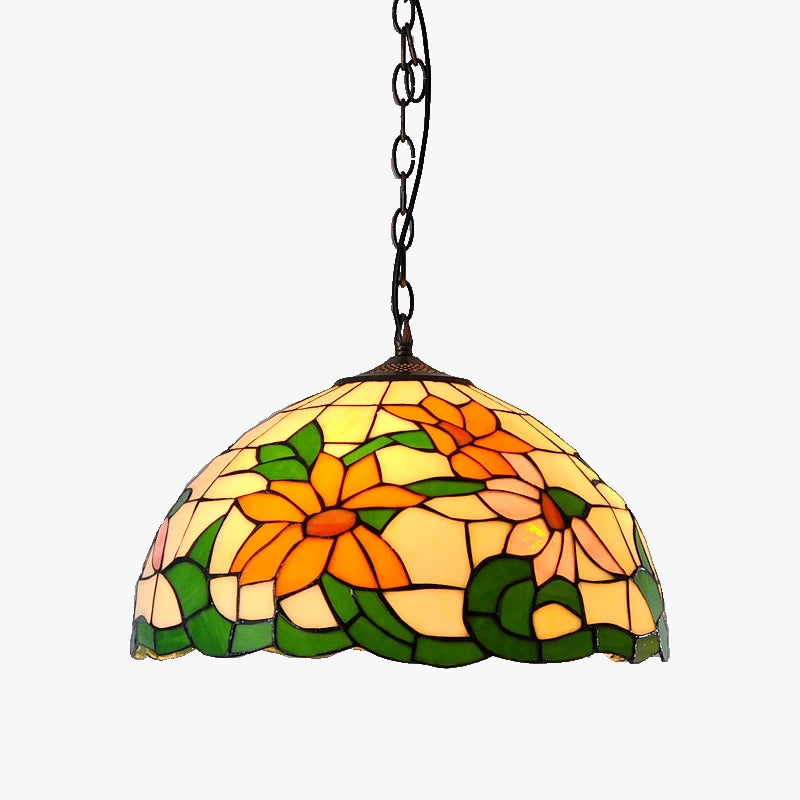 Rustik chic solsikke lysekrone i glas