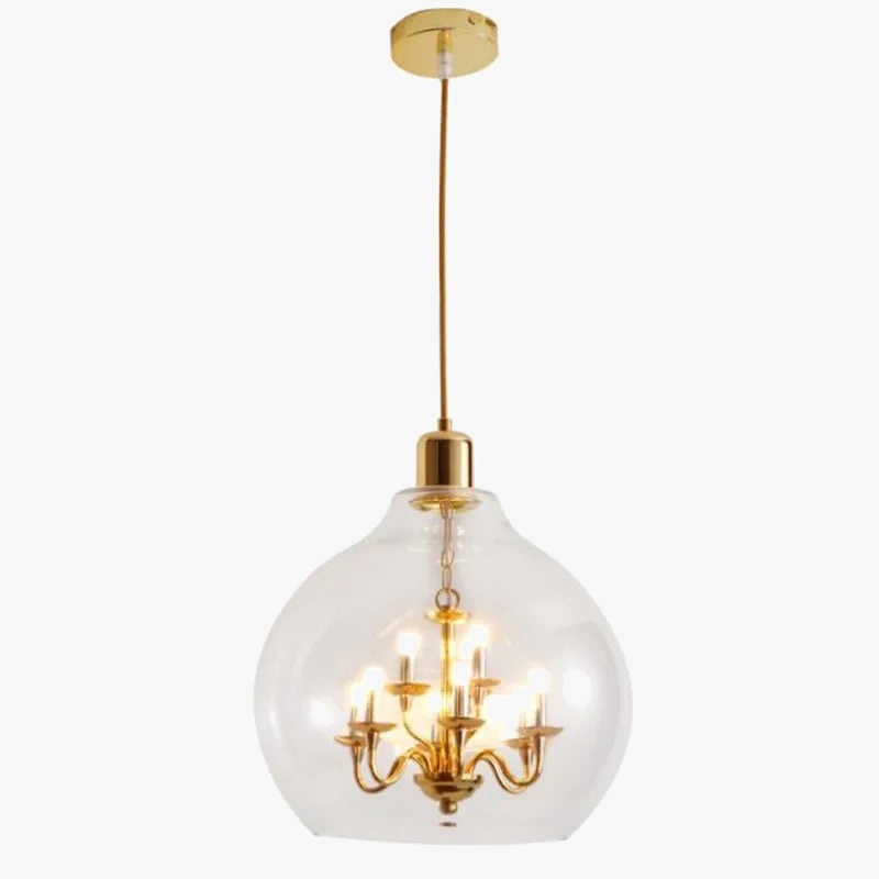 Elegant industriel lysekrone i klart glas