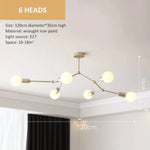 Lustre Industriel Led Branches Métalliques Luminaire Chambre