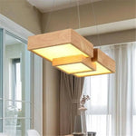 Lustre Led Carré Bois Japonais Luminaire Chambre