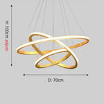 Lustre Led Moderne Anneaux Bois Ibarne 3 - 30X50X70 Cm / Chaude Luminaire Chambre