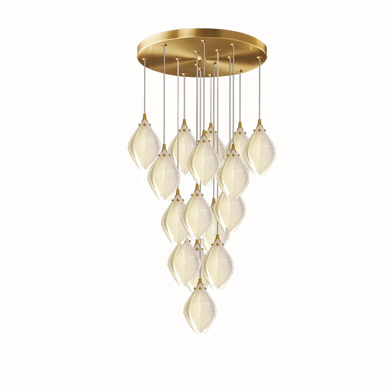 Moderne LED-lysekrone i form af keramiske blade til dekoration