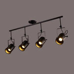 Lustre Led Rétro Noir Spots Loft 4 Lampes Luminaire Chambre