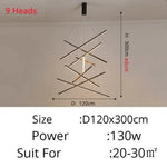 Lustre Led Solana Avec Baguettes Métalliques 9 Lumières - L120Cm / Chaude Luminaire Chambre