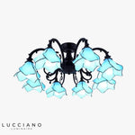 Lustre Led Verre Fleurs Colorées Bleu / 8 Branches Luminaire Chambre