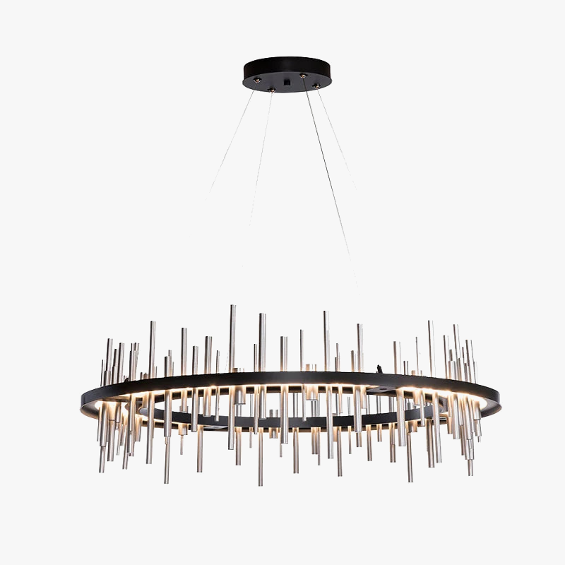 Minimalistisk sort loftslampe i rustfrit stål med postmoderne design