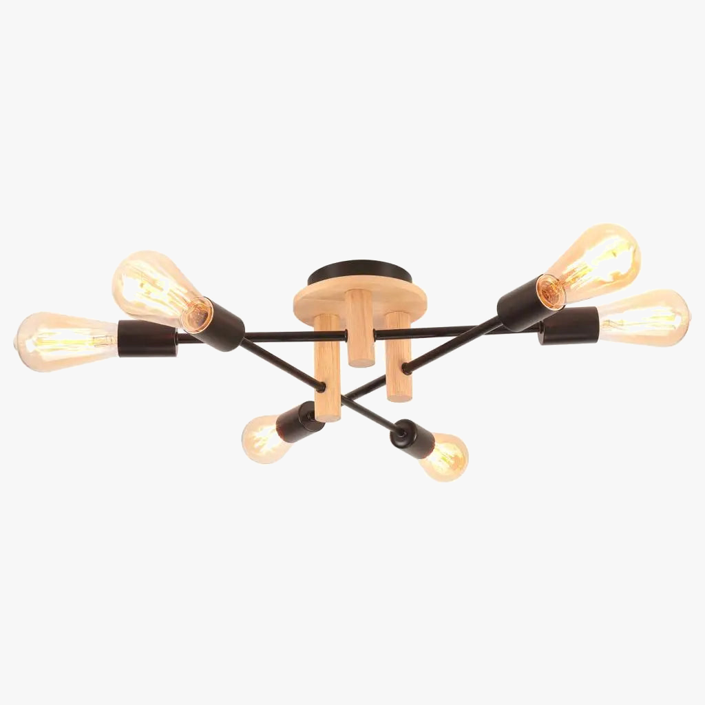 Moderne og hyggelig loftslampe i træ.