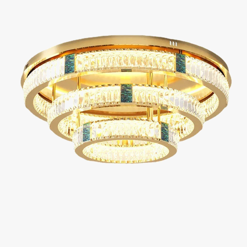 3-lags rund, moderne krystallysekrone med LED