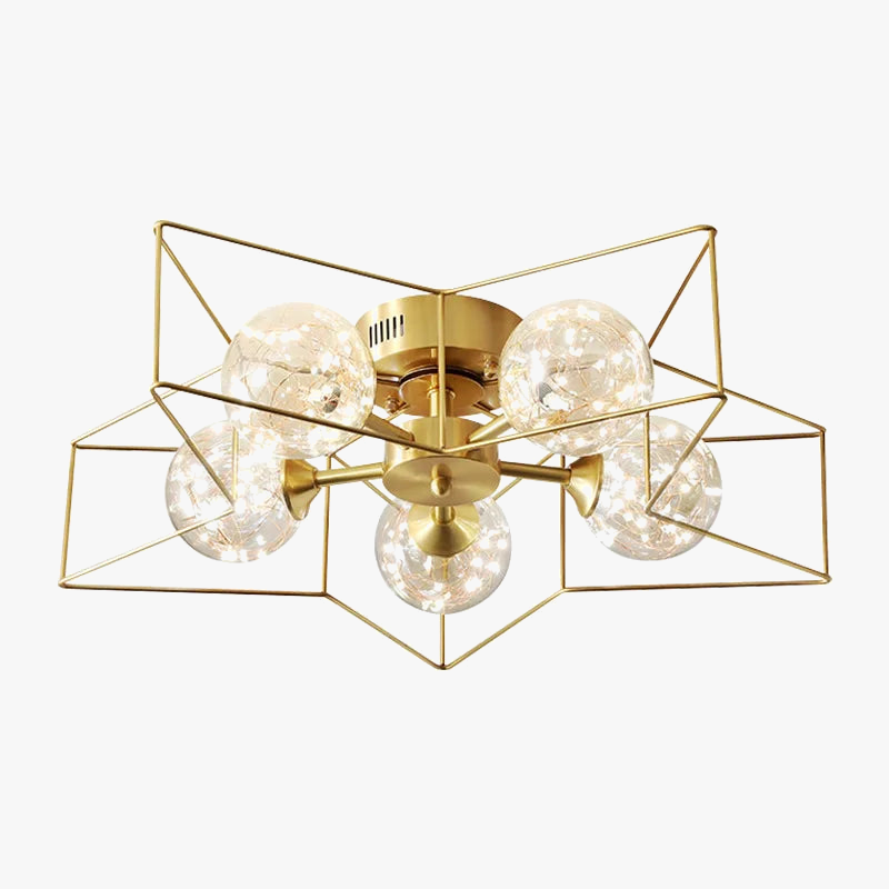 Moderne, skinnende, elegant kobberfarvet lysekrone