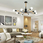 Lustre Scandinave Bois Métal Molécule Luminaire Chambre