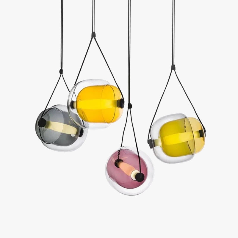 LED-hængelampe i nordisk stil med kreativt design og glas
