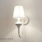 Modern Elegant White Fabric Shade Wall Lamps 1-Light Romantic E14 Socket Bedside Sconce Light