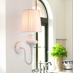 Modern Elegant White Fabric Shade Wall Lamps 1-Light Romantic E14 Socket Bedside Sconce Light