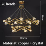 New Luxury Glossy Crystal Ceiling Chandelier Forhall Guest Restaurant Kitchen Yellow G9 Bulb