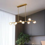 Nordic Long Led Pendant Lights Glass Ball Black Gold For Dining Room Table Bar Counter Chandeliers