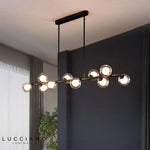 Nordic Long Led Pendant Lights Glass Ball Black Gold For Dining Room Table Bar Counter Chandeliers