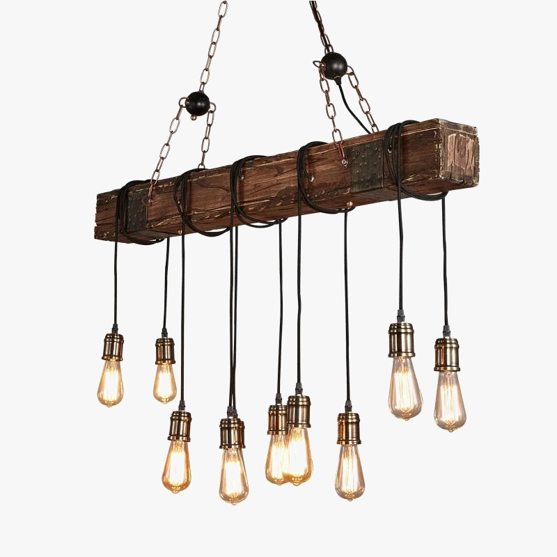 Vintage industriel LED-pendel i træ
