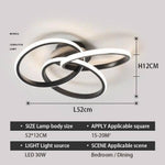 Plafonnier Led Design Anneaux Métal Loft Noir / 52Cm Froide Luminaire Chambre