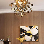 Plafonnier Led Design Feuilles Dorées Luminaire Chambre