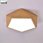 Plafonnier Led Effet Bois Géométrique Luminaire Cuivre