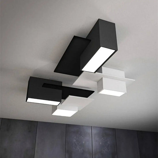 Plafonnier Led Géométrique Moderne Bicolore Luminaire Chambre