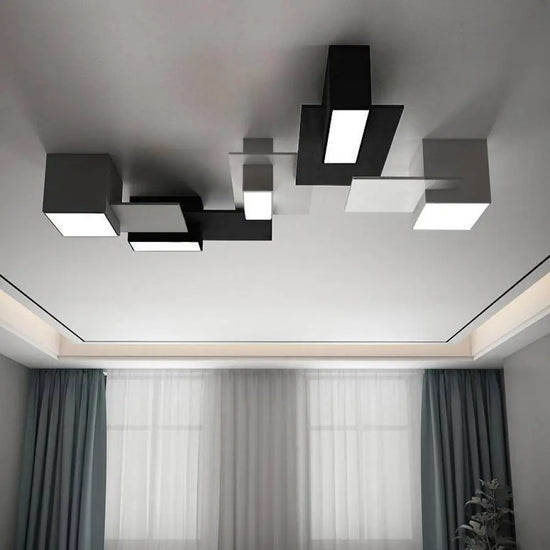 Plafonnier Led Géométrique Moderne Bicolore Luminaire Chambre