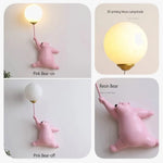 Sandyha Ours Led Lune Chambre Enfants Applique Murale