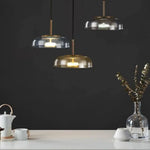 Suspension Arrondie Verre Fumé Led Luminaire Chambre