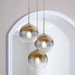 Suspension Boule Verre Ambré Loft Luminaire Chambre