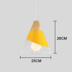 Suspension Cage Métal Et Bois Jaune Luminaire Chambre