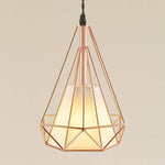 Suspension Cage Rétro Pyramidale Luminaire Doré