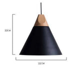 Suspension Conique Bois-Aluminium Noir - Medium Luminaire Chambre