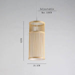 Suspension Cylindrique Led Bambou Cage Beige Luminaire Chambre