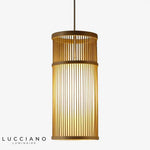 Suspension Cylindrique Led Bambou Cage Luminaire Chambre