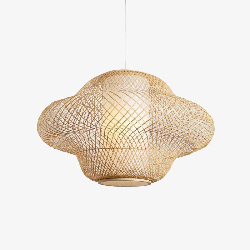 LED-pendel i rattan med afrundet skærm