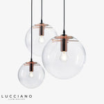 Suspension Led Boule Verre Rose/Noire Luminaire Chambre