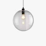 Suspension Led Boule Verre Rose/Noire Luminaire Chambre