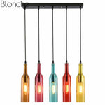 Suspension Led Bouteille Verre Coloré Luminaire Chambre
