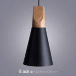Suspension Led Cône Bois Aluminium Noir - 14Cm / Luminaire Chambre