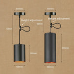 Suspension Led Cylindre Noir Vintage Luminaire Chambre
