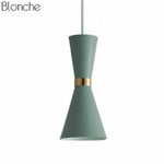 Suspension Led Design Aluminium Funnel Vert Luminaire Chambre