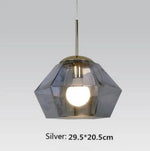 Suspension Led Diamants En Verre Coloré A / Argenté Luminaire Chambre