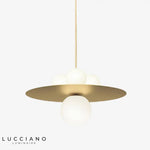 Suspension Led Disque Doré Verre Loft Horinzontal Luminaire Chambre