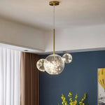 Suspension Led Dorée Avec Globes Verre Luminaire Chambre