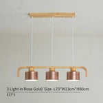 Suspension Led Moderne Bois Coloré Rose - 3 Lampes Luminaire Chambre