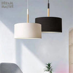 Suspension Led Moderne Tissu Bois Luminaire Chambre